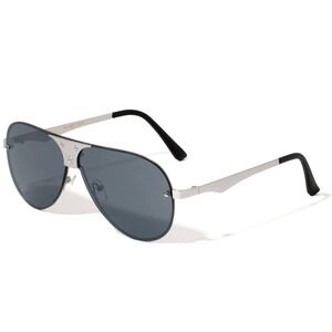 Sunglasses Silver Frame Dark‎ Black Lens Men's Fashion Eyewear UV400 Protection